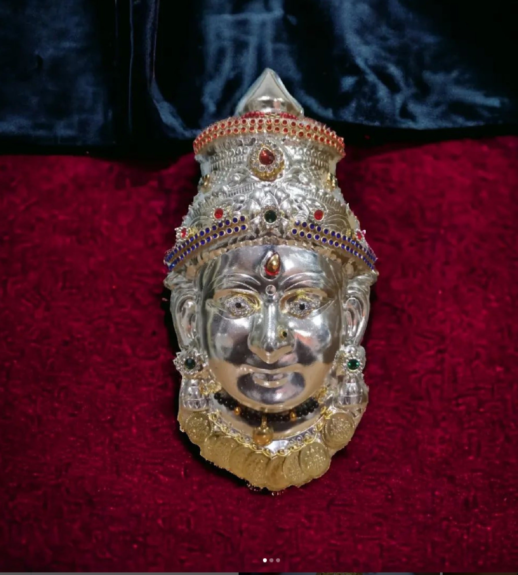 Sigaram 7.5X4 Inch Silver Plated Lakshmi Face Mukoot for Vara Mahalakshmi Festival K4146