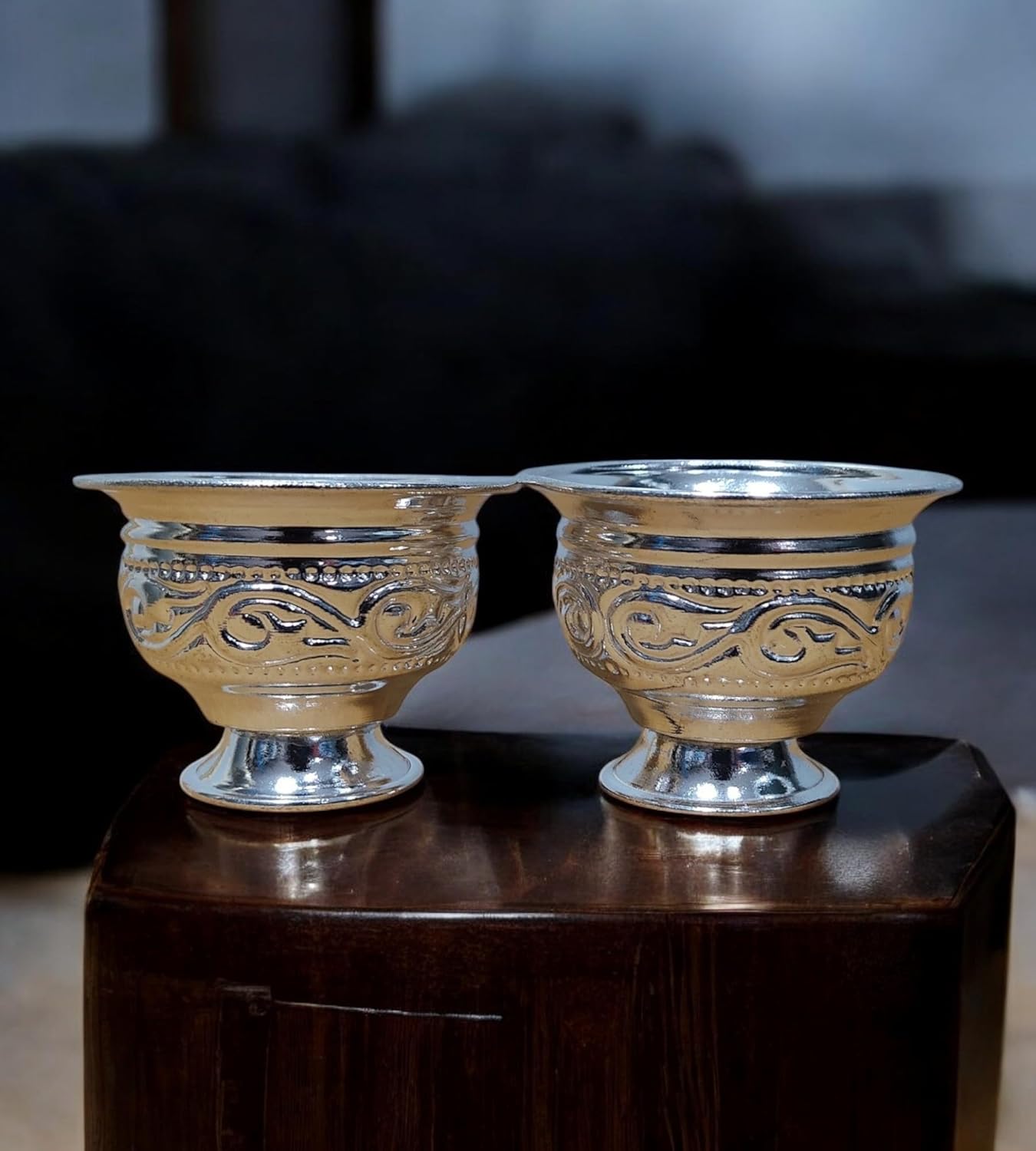 Sigaram 2 Inch German Silver KumKum Barani is best for Home, Office and Temple Poojas K3116