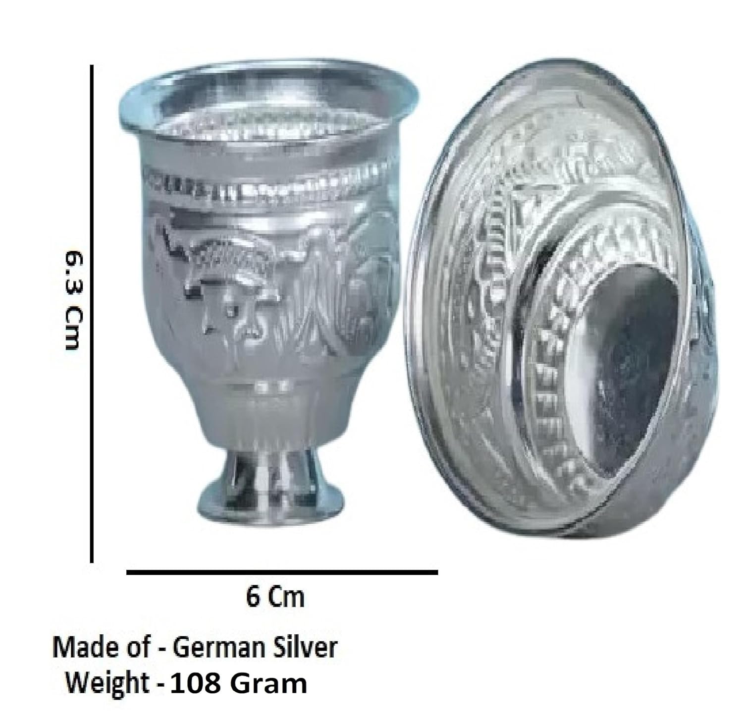 Sigaram German Silver 2.5 Inch Kum Kum Bharani Cup For Home Pooja Decor K2527