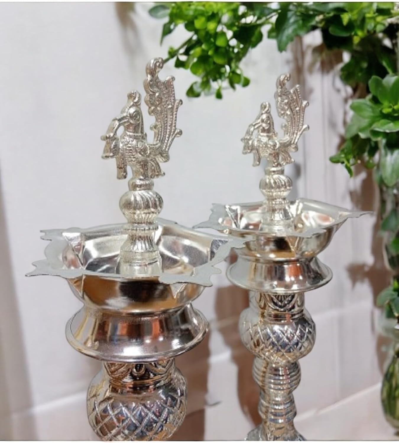 Sigaram 17 Inch Diya Made By Pure German Silver For Home Pooja Decore K4490