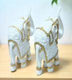 Sigaram 6 Inch White Marble Elephant with Gold Cloth For Home Decoretive Showpiece K4822