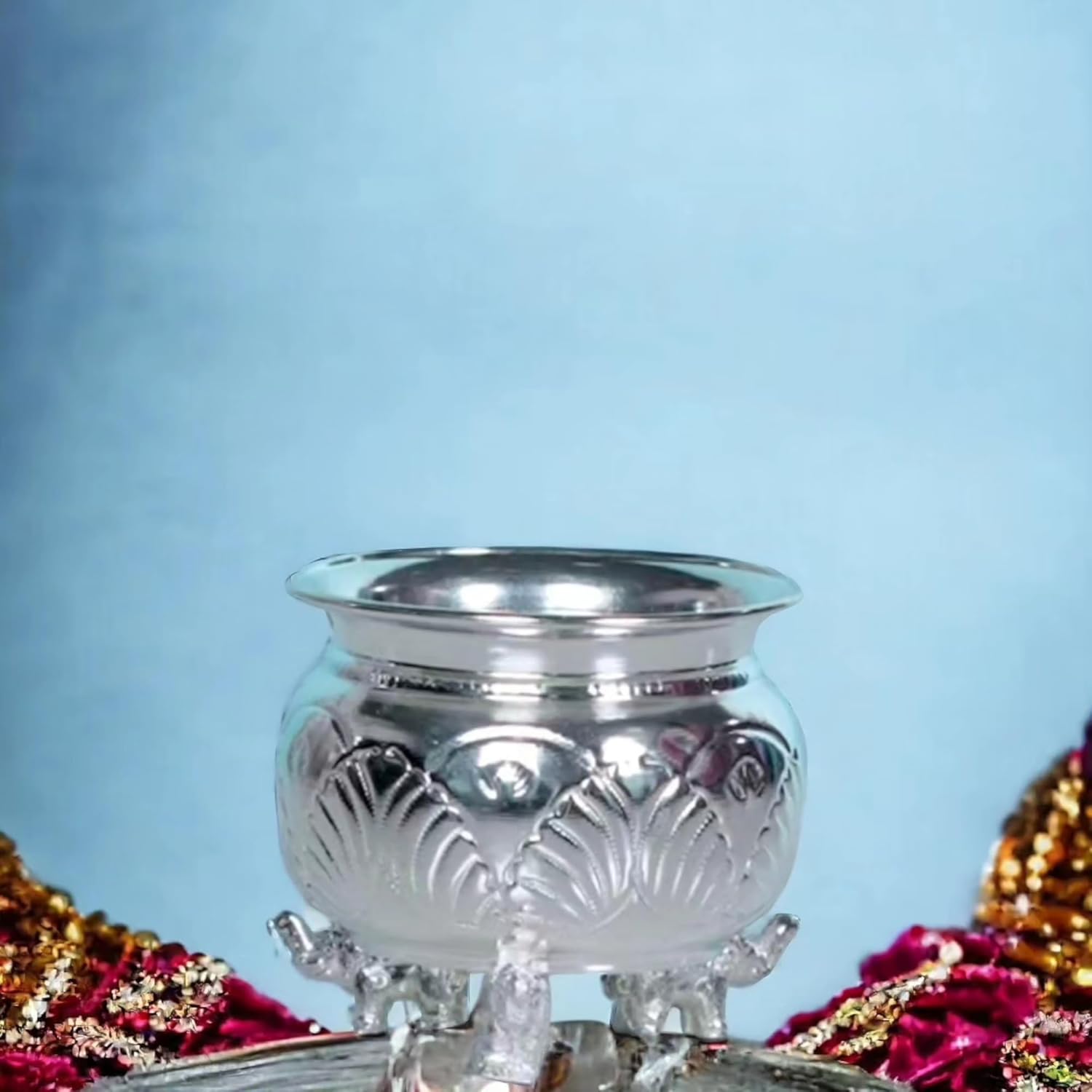 Sigaram 2 German Silver KumKum Barani is best for Home, Office and Temple Poojas K3134