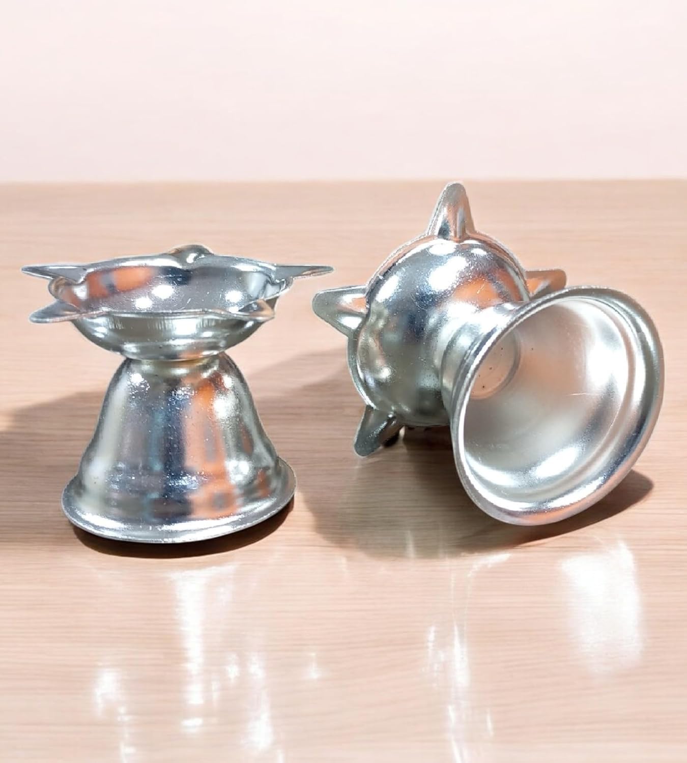 Sigaram 1.7 Inch Silver Plated Diya Traditional Oil Lamp for Home & Mandir Pooja Decore K4682