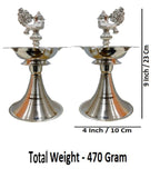 Sigaram 9 Inch Pecock Diya Made By Pure German Silver For Home Pooja Decore K4425