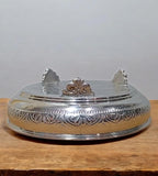 Sigaram Germaan Silver 7 Inch Floral Design Plate With Stand For Home Pooja Decore K4483