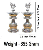 Sigaram 8 X 3.5 Inch Diya Made By Pure German Silver For Home Pooja Decor K3135