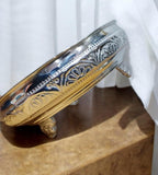 Sigaram German Silver 8 Inch Floral Designed Plate With Stand For Home Pooja Decor K3126