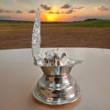 Sigaram 6.2 Inch Gaja Lakshmi Deepam / Vilakku Silver Plated Table Diya  K4296