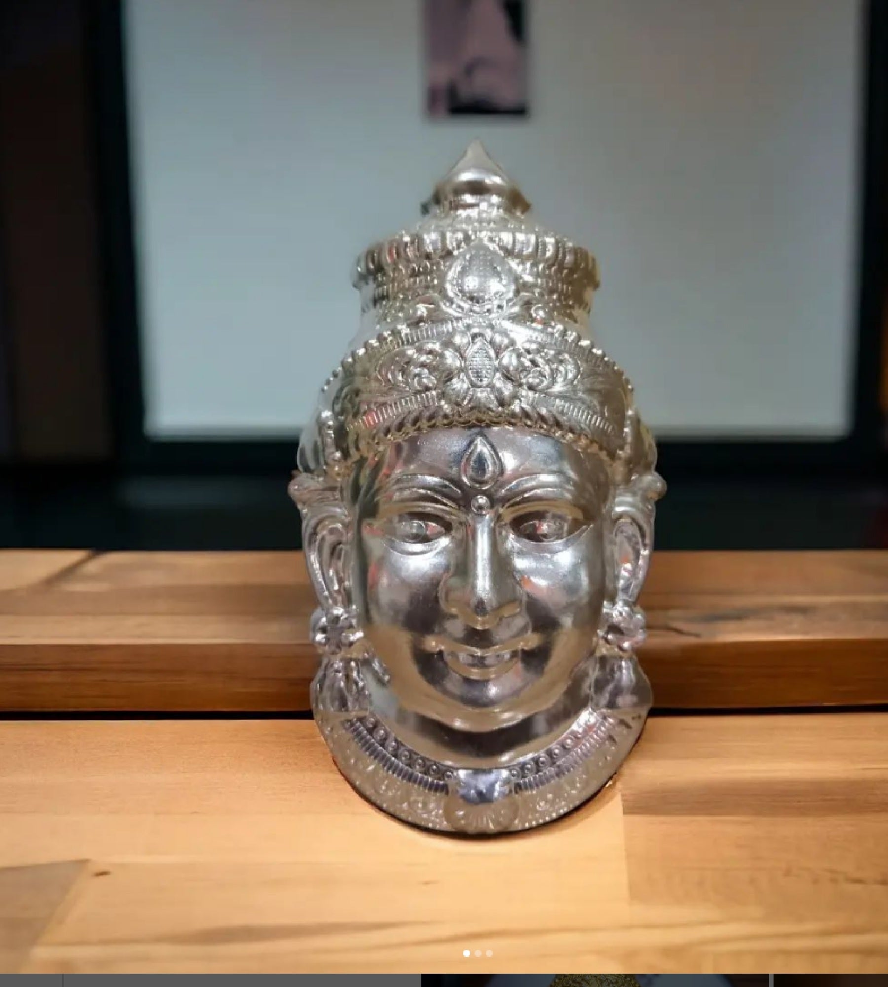 Statue Grt Silver Amman Face Sigaram 7X4 Inch Silver Plated