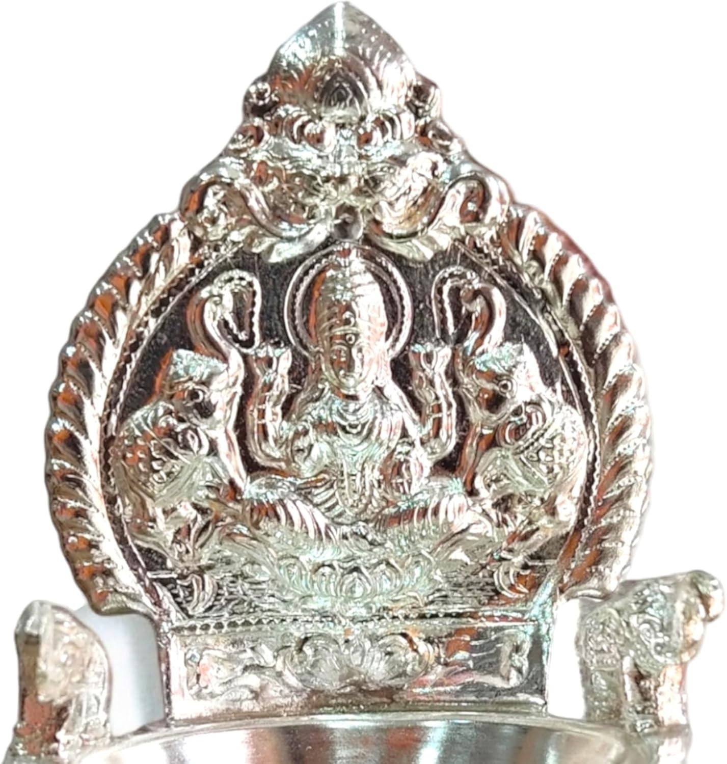 Sigaram 6.2 Inch Gaja Lakshmi Deepam / Vilakku Silver Plated Table Diya  K4296