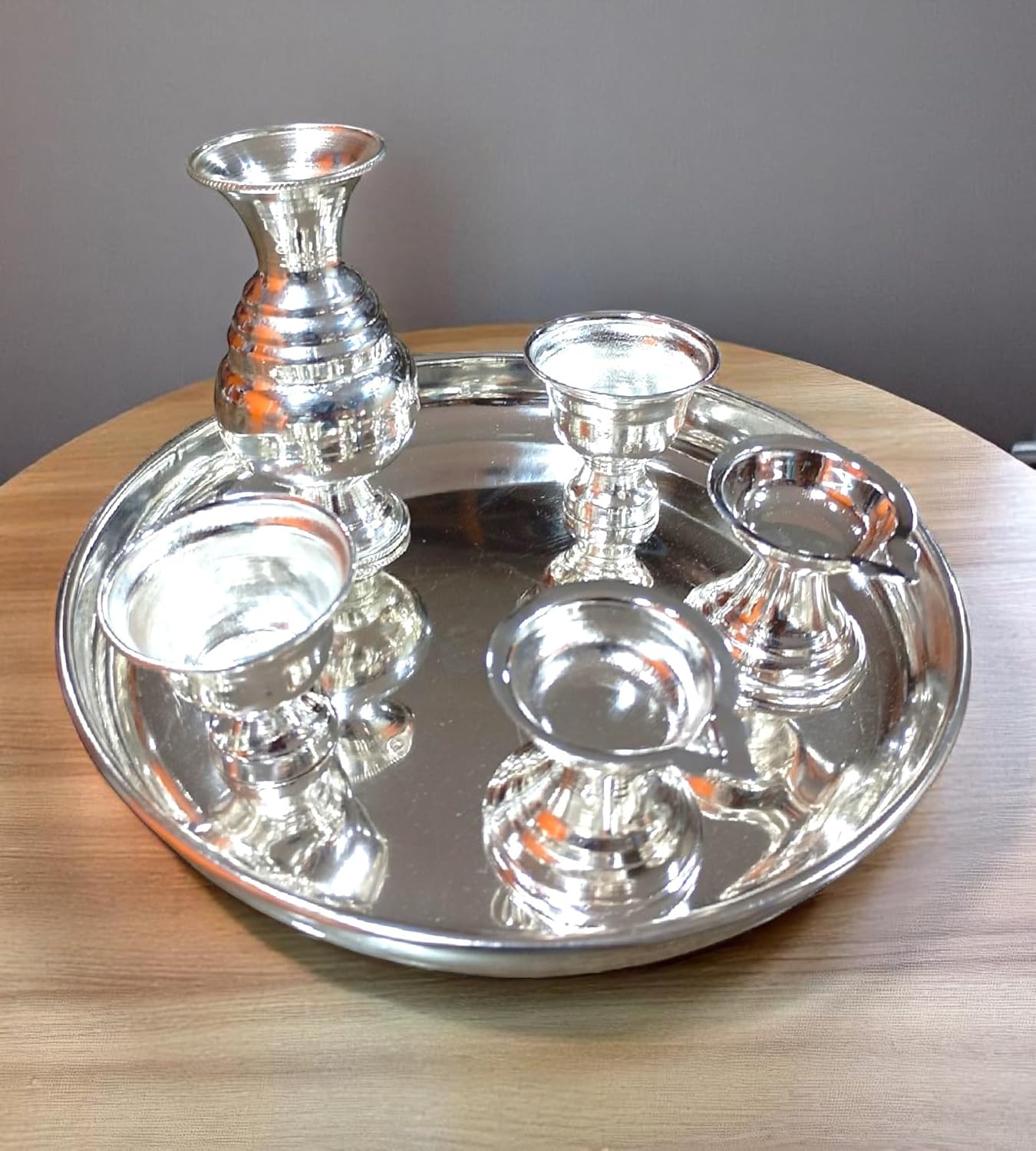Sigaram German Silver Plain Kalash Set For Temple & Home Pooja Décor K4721