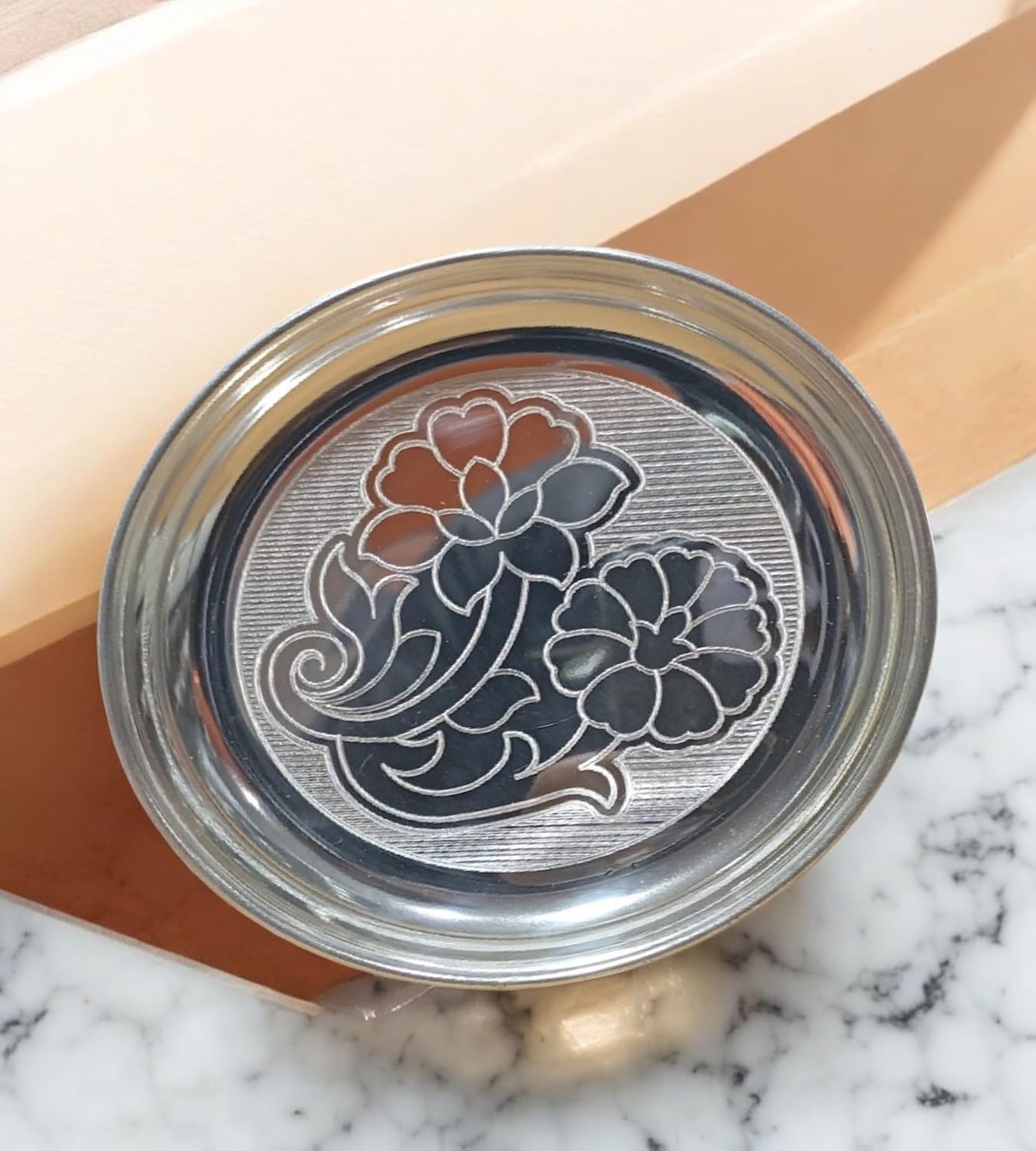 Sigaram German Silver 6 Inch Floral Design Plate For Home Pooja Decore K4432