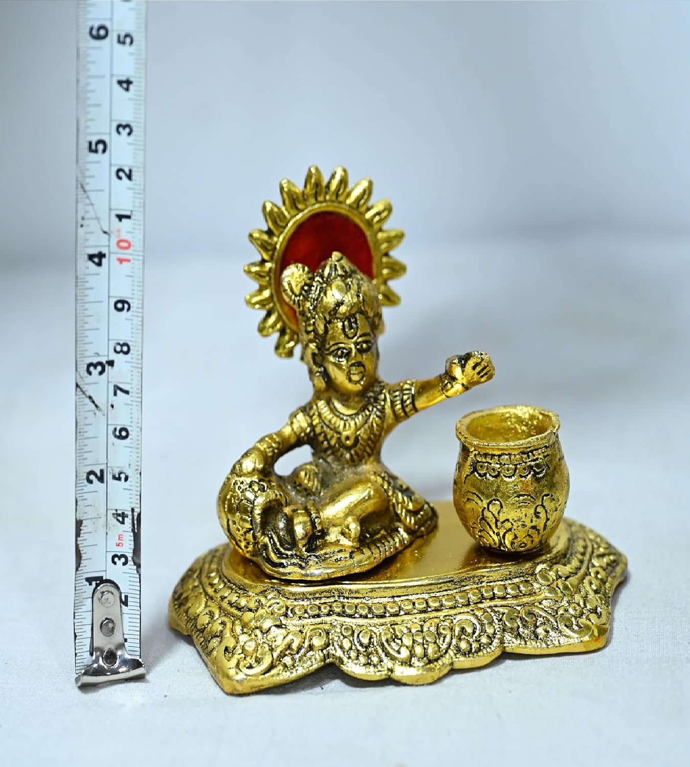 Sigaram 4 Inch Gold Color Metal Bala Krishna For Home  Decorative Showpiece K4803