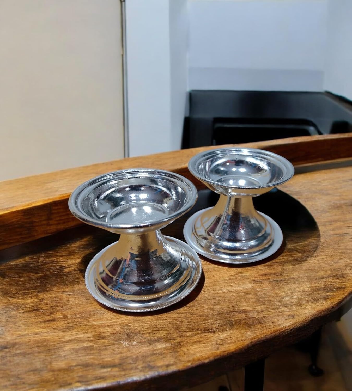 Sigaram 2X2 Inch Plain Diya Made by Pure German Silver For Pooja K4165