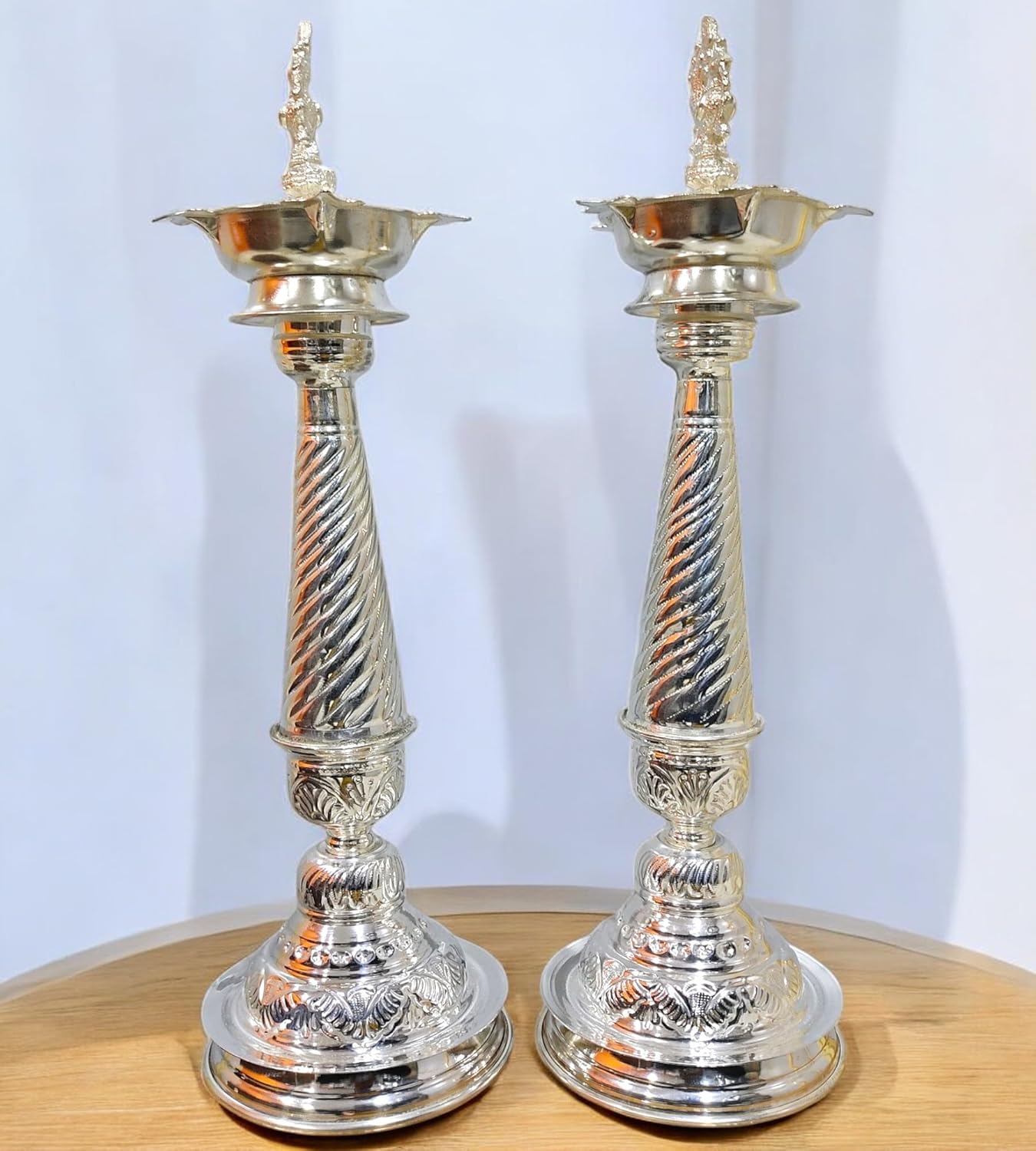 Sigaram 21 Inch Diya Made By Pure German Silver For Home Pooja Decore K4430