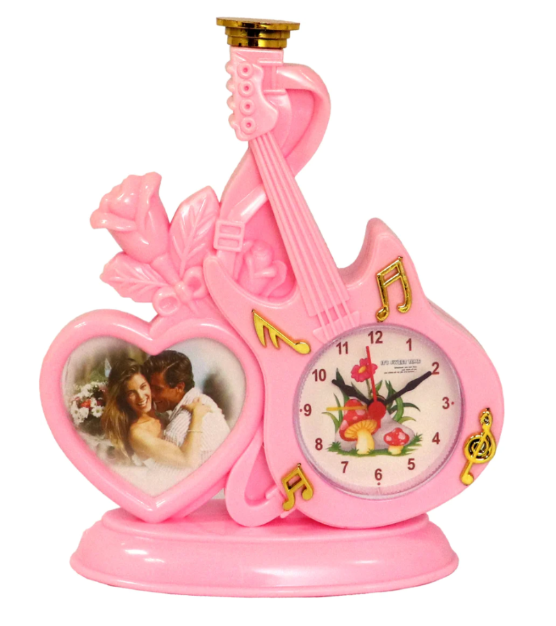 2 in 1 Guitar PF Pink Photo Frame and Table clcok