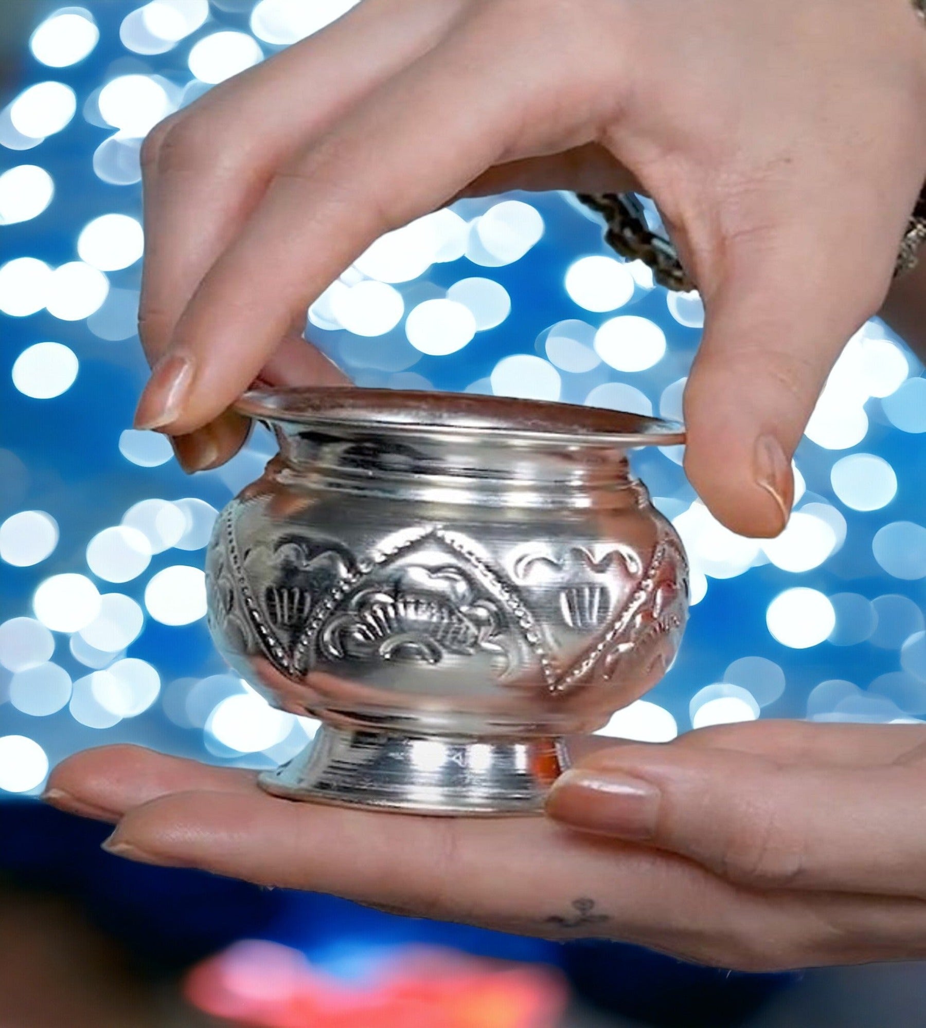 Sigaram German Silver 2.5 Inch Kum Kum Bharani Cup For Home Pooja Decor K2514