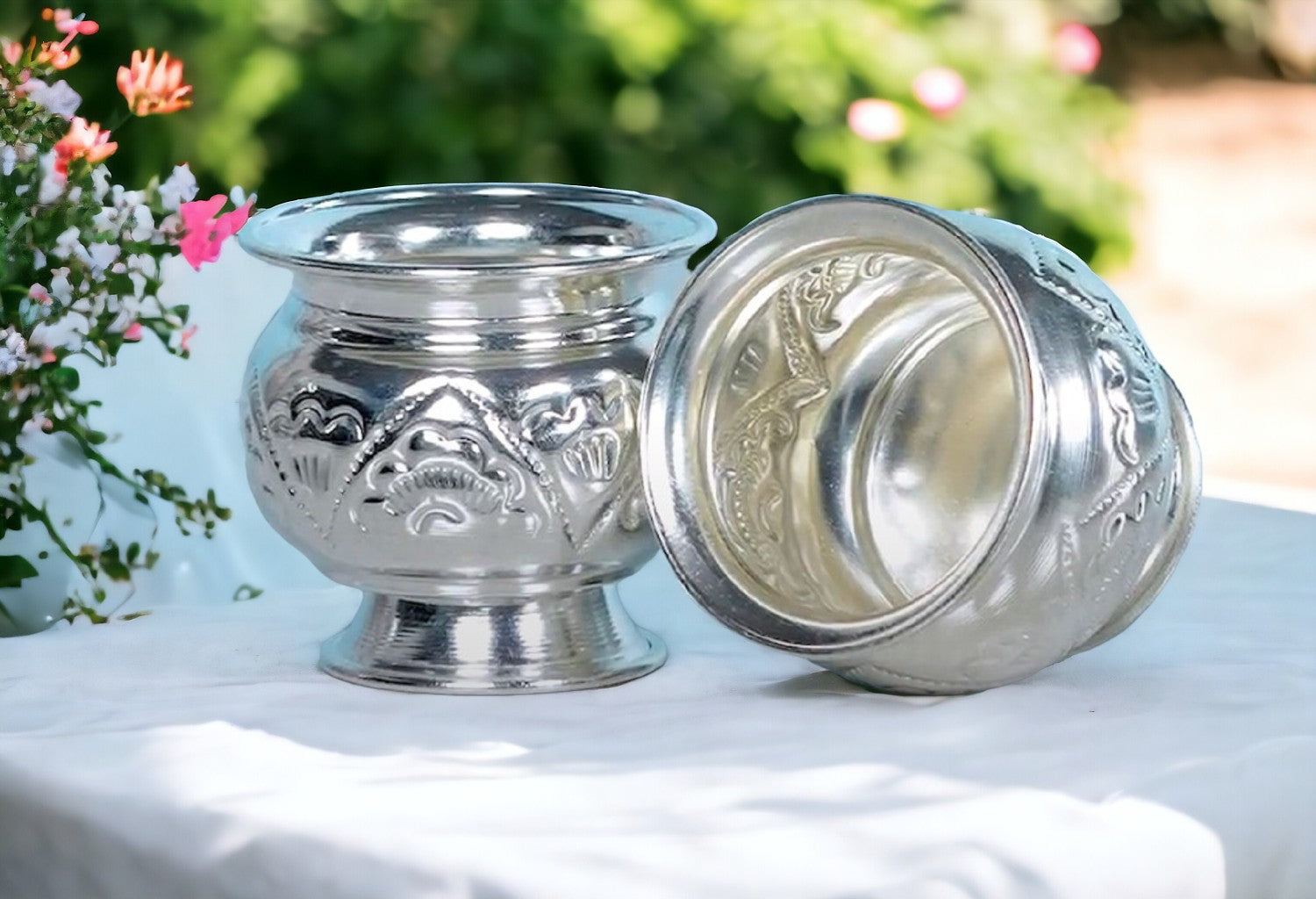 German Silver 2.5 Inch Kum Kum Bharani Cup For Home Pooja Decor K2514