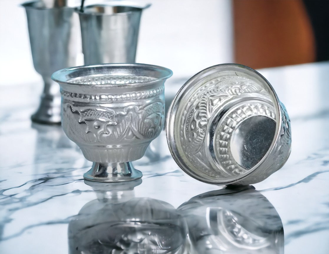 German Silver 2.5 Inch Kum Kum Bharani Cup For Home Pooja Decor K2527