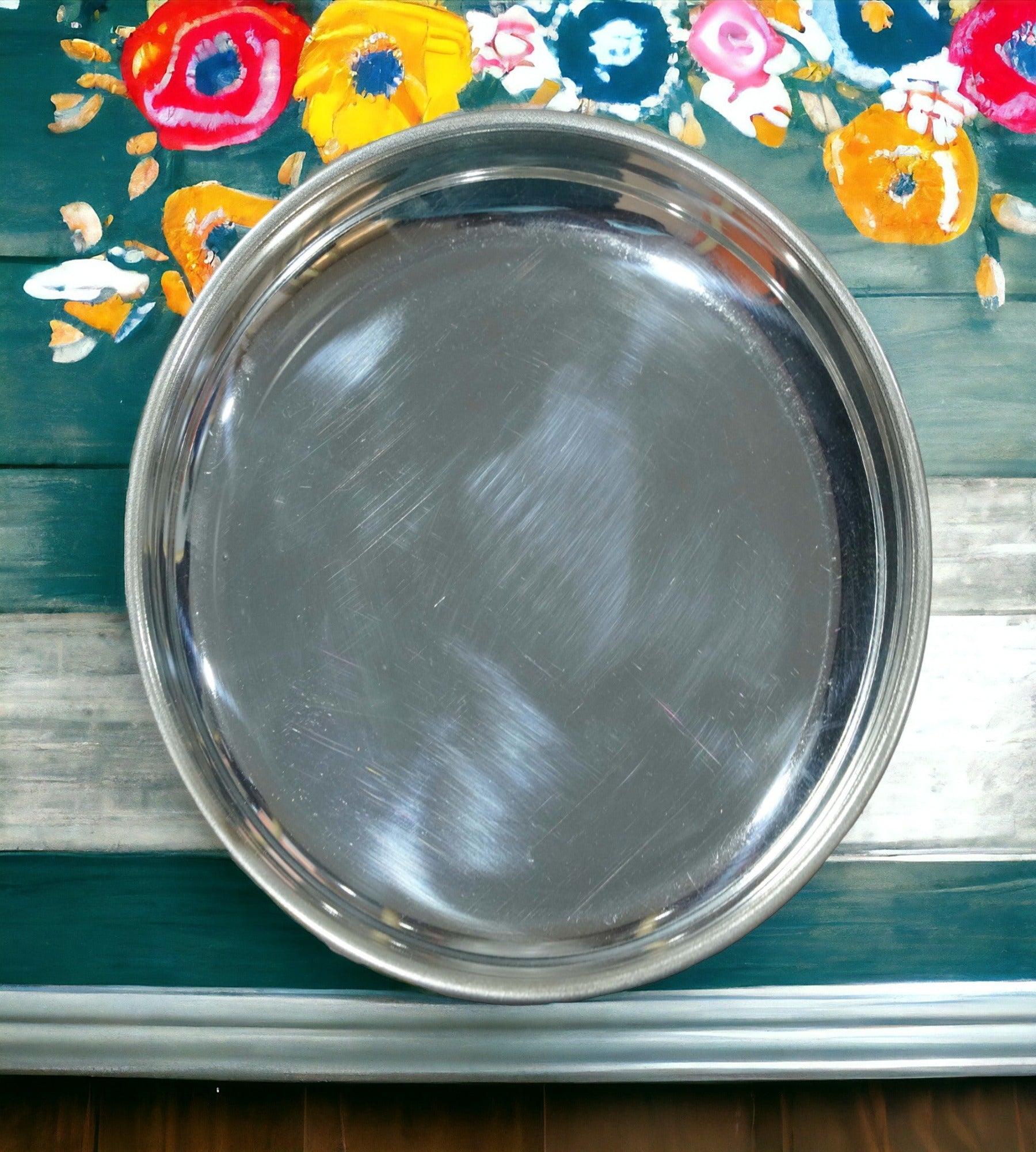 German Silver 7 Inch Plain Plate for Home Pooja Decor K3119