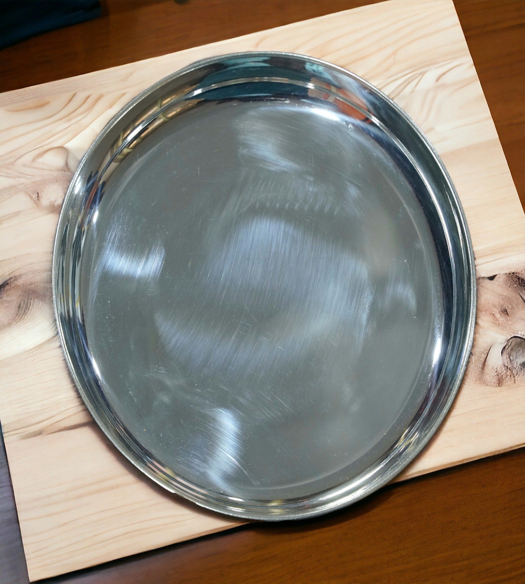 Sigaram German Silver 8 Inch Plain Plate For Home Pooja Decor K3120