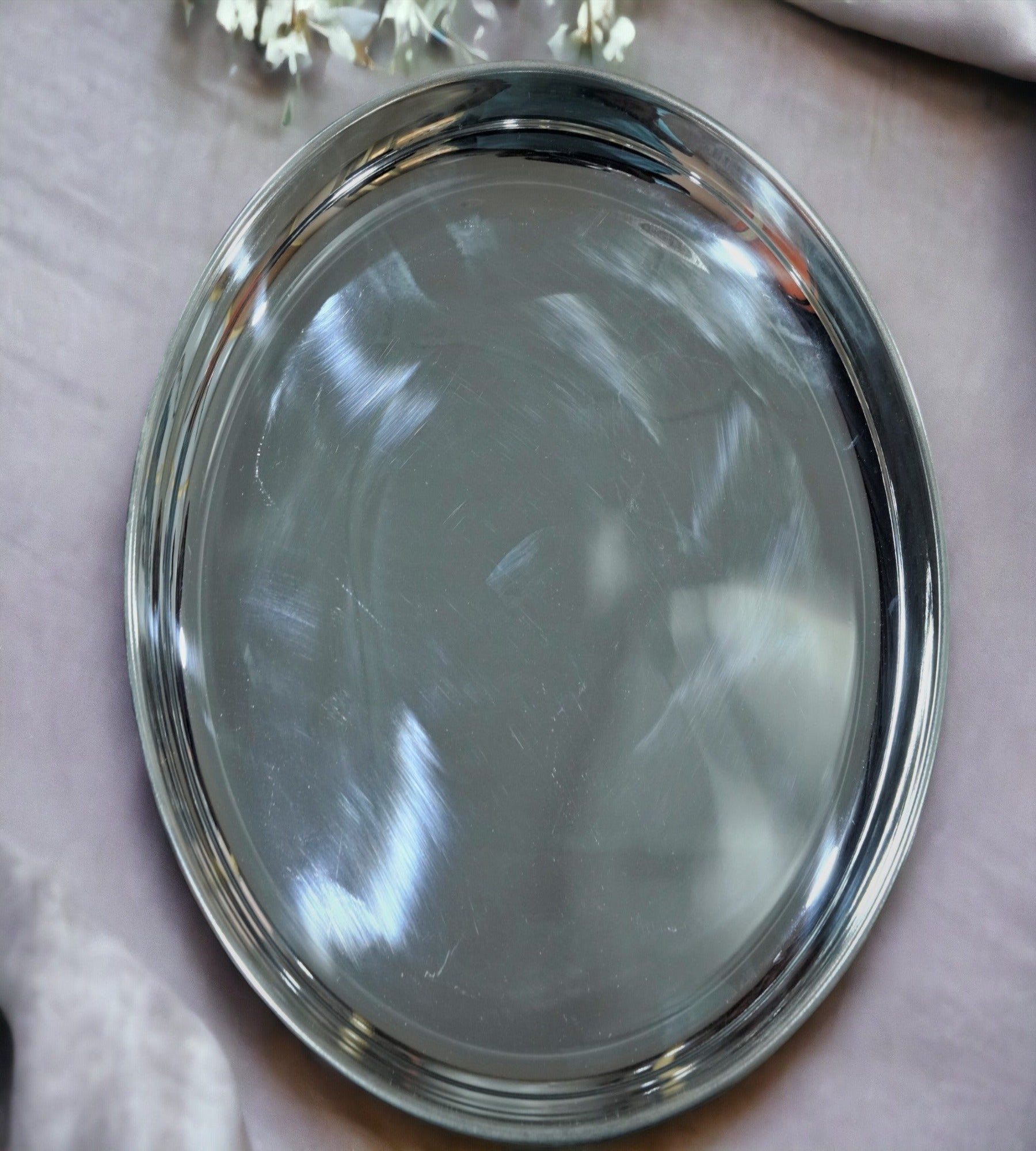 Sigaram German Silver 12 Inch Plain Plate for Home Pooja Decor K3124