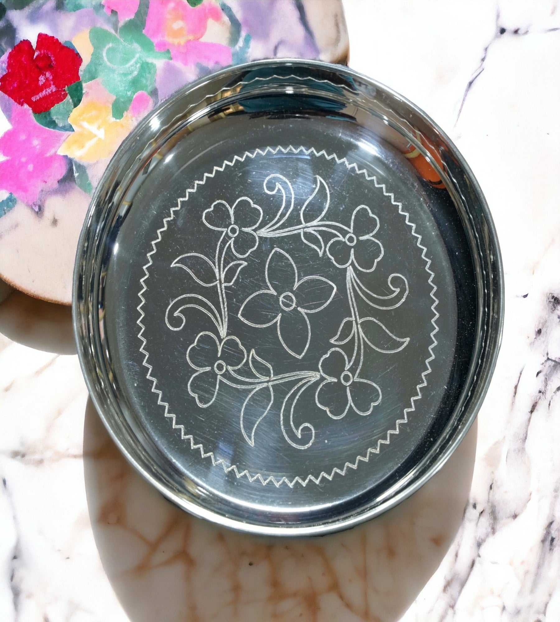 Sigaram Pooja Plate with Stand is best for Home, Office and Temple Poojas K3125