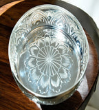 Sigaram German Silver 8 Inch Floral Designed Plate With Stand For Home Pooja Decor K3126