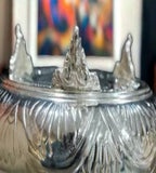 Sigaram German Silver 12 Inch Floral Design Plate With Stand for Home Pooja Decor K3129