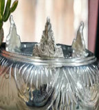 Sigaram German Silver 10 Inch Floral Design Plate With Stand for Home Pooja Decor K3810
