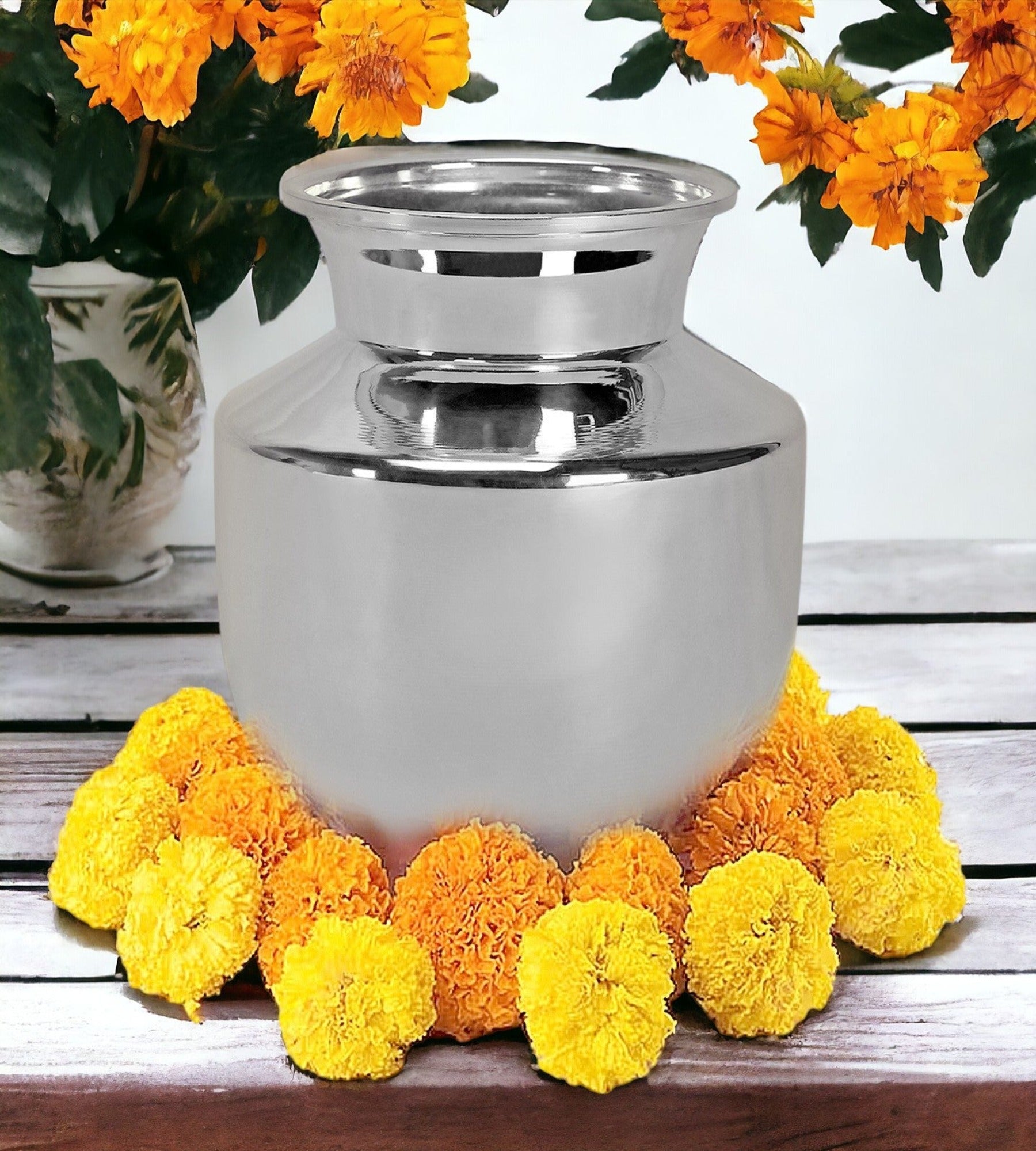 Sigaram German Silver 4 Inch Plain Chambu For Home Pooja Decor K3973