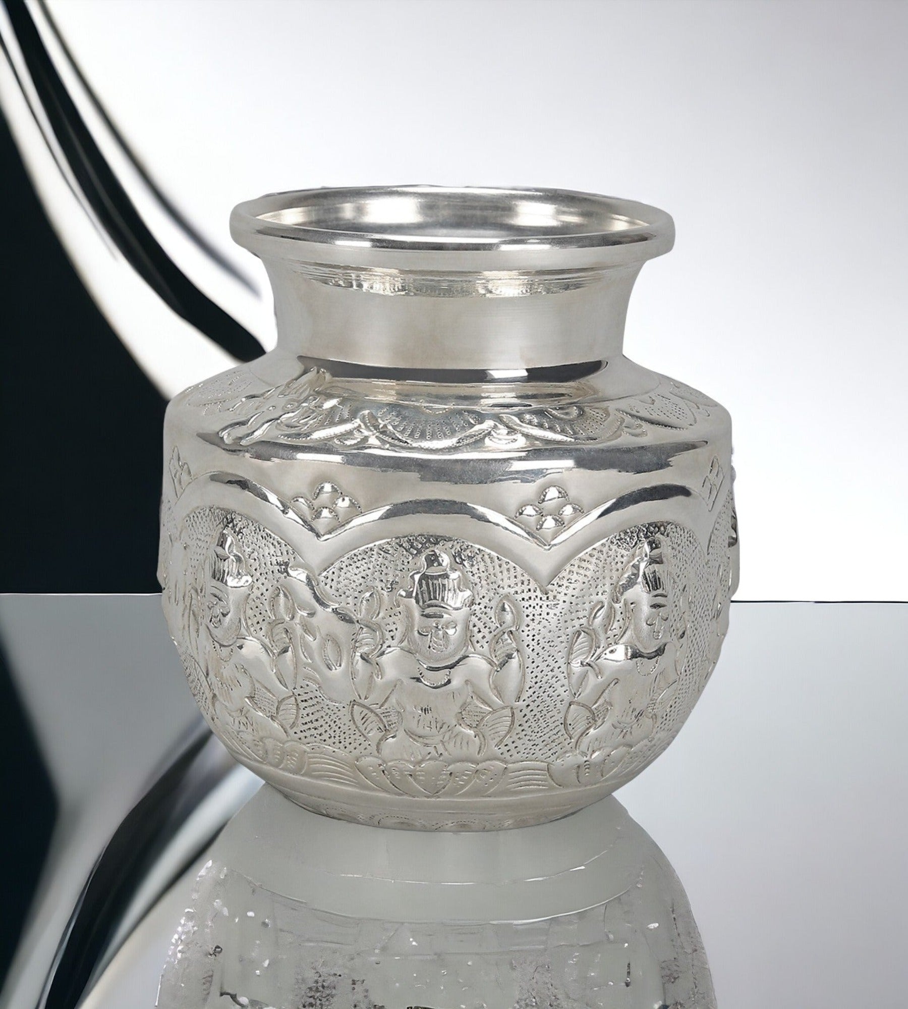 Sigaram German Silver Ashtalakshmi Kalash For Festival Decoration and Office K3977