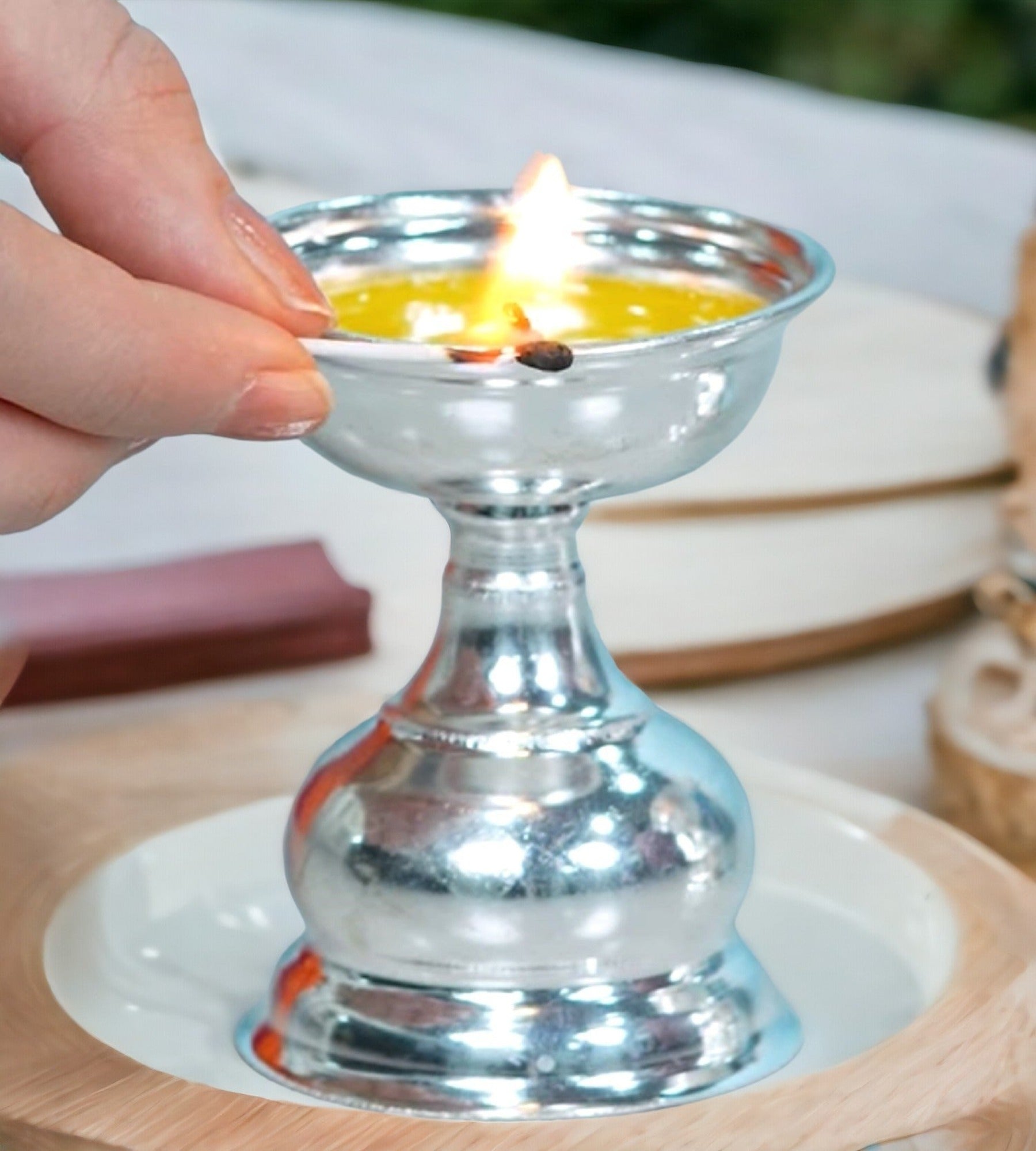 Sigaram Silver Plated (Pack of 2) Table Diya K4130