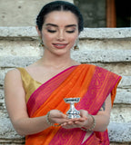 Sigaram 8X6 Cm Deepa Made by Pure German Silver For Pooja K4131