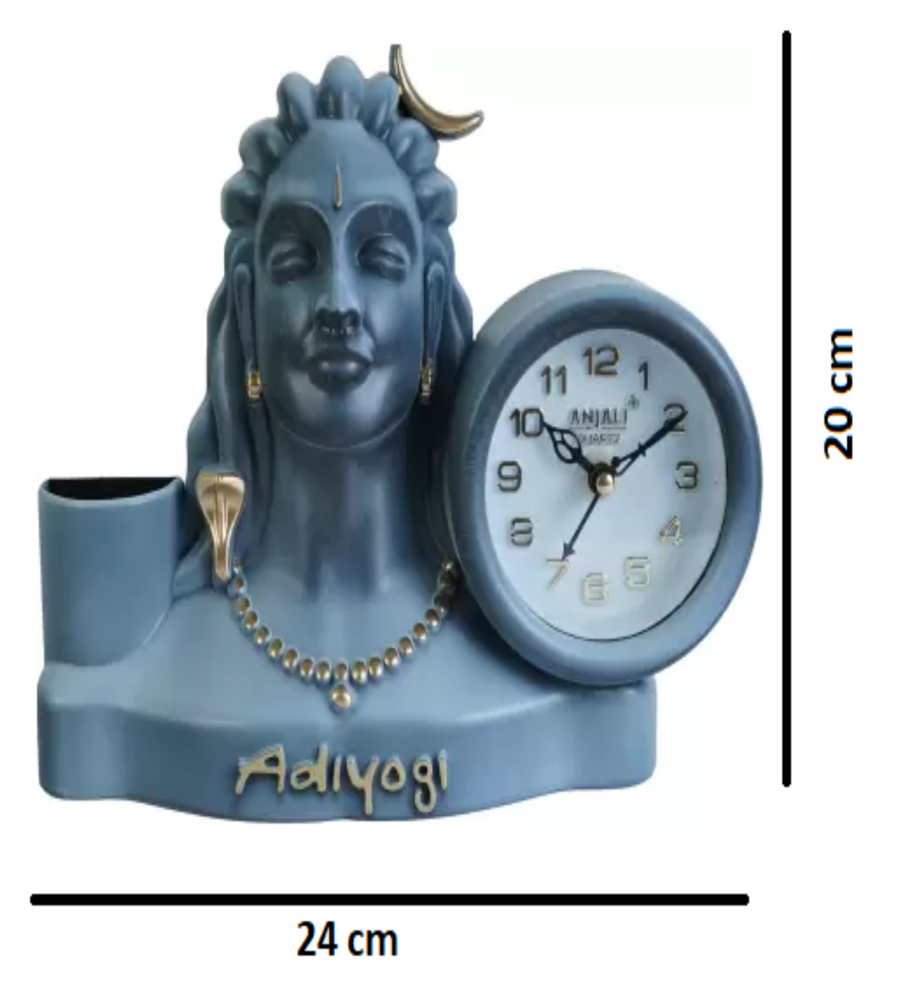 25x20 Cm Adiyogi Table Clock With Penstand For Home Office College K4193