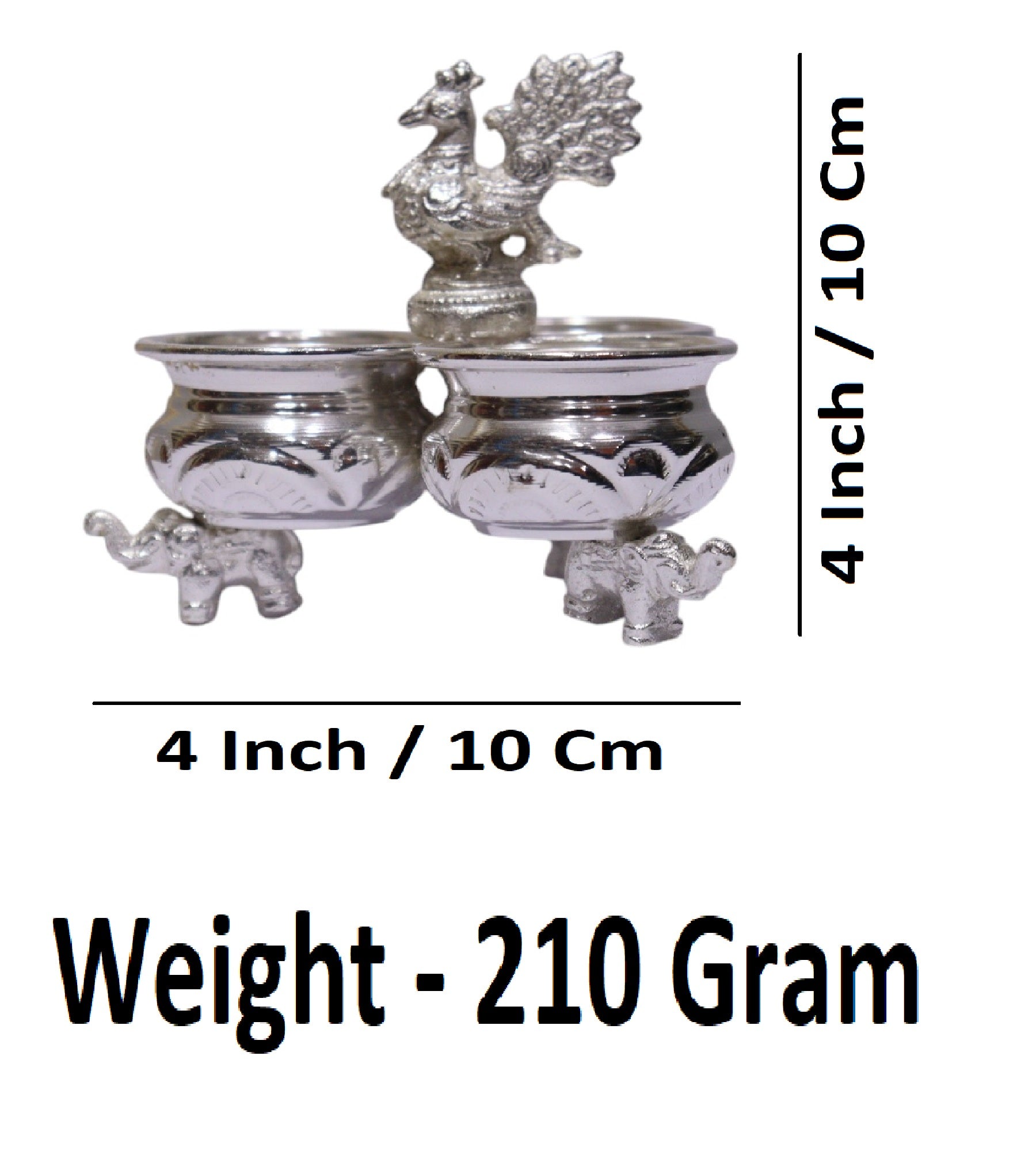 Sigaram Brass 4x4 Inch 3 Cup Panchwala Kum Kum Cup with leg For Home Pooja Decore K4672