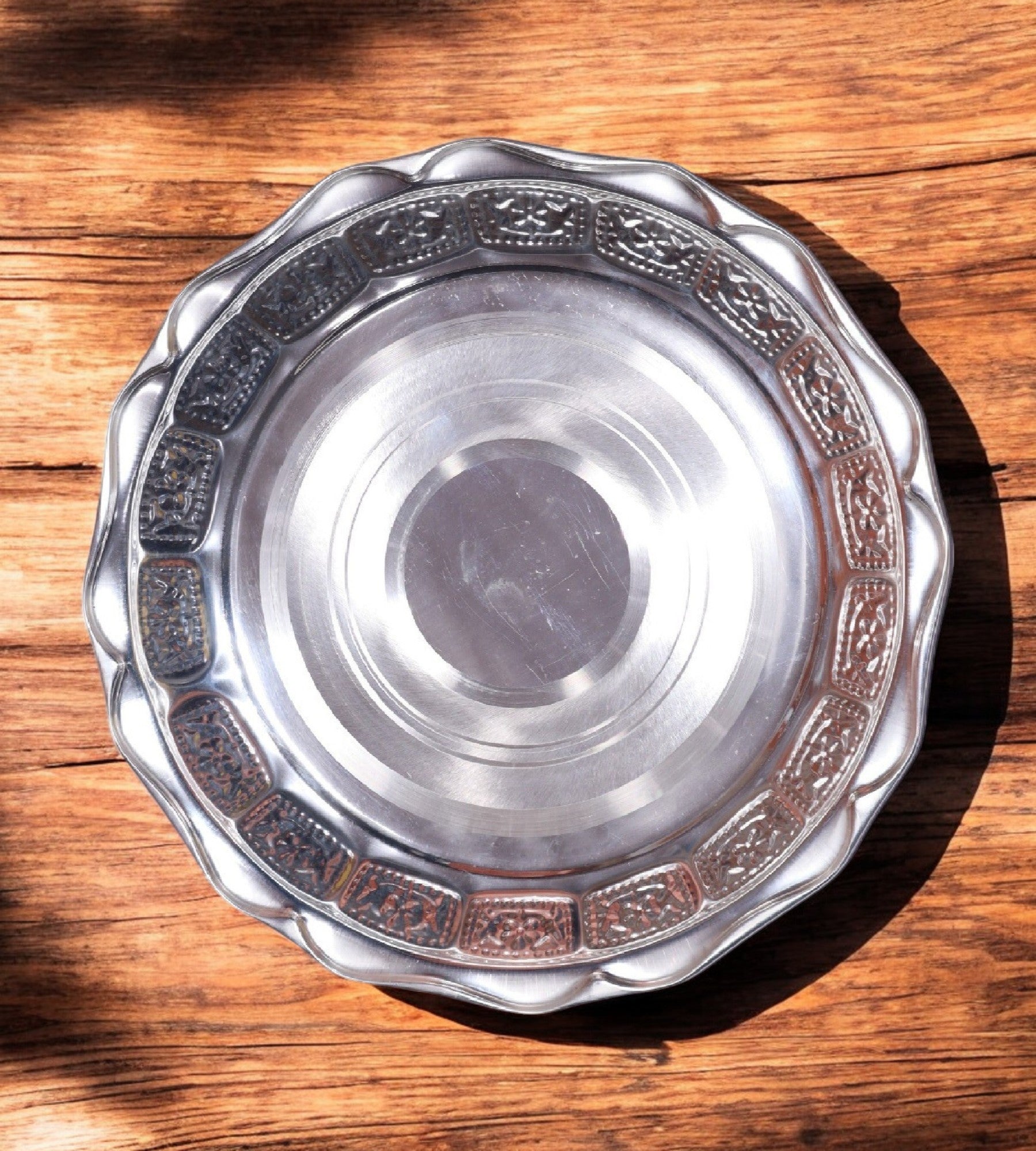 Sigaram 12 Inch Steel Design Plate Foe Home Pooja Decore K4678