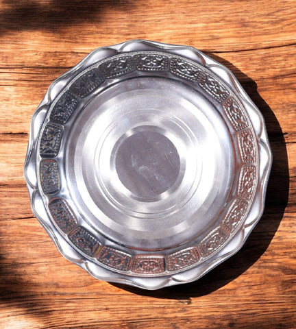 Sigaram 12 Inch Steel Design Plate Foe Home Pooja Decore K4678