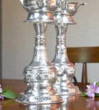 Sigaram 11 Inch Silver Plated Peacock Handle Diya for Home & Temple Pooja Decor K4958