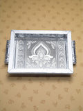 Sigaram 6x4 Inch Wooden Silver Plated Choky Tray for Wedding Return Gifts K5168