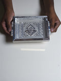 Sigaram 7x5 Inch Wooden Silver Plated Choky Tray for Wedding Return Gifts K5169