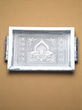Sigaram 7x5 Inch Wooden Silver Plated Choky Tray for Wedding Return Gifts K5169