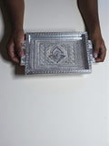 Sigaram 7x10 Inch Wooden Silver Plated Choky Tray for Wedding Return Gifts K5170