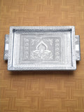 Sigaram 7x10 Inch Wooden Silver Plated Choky Tray for Wedding Return Gifts K5170