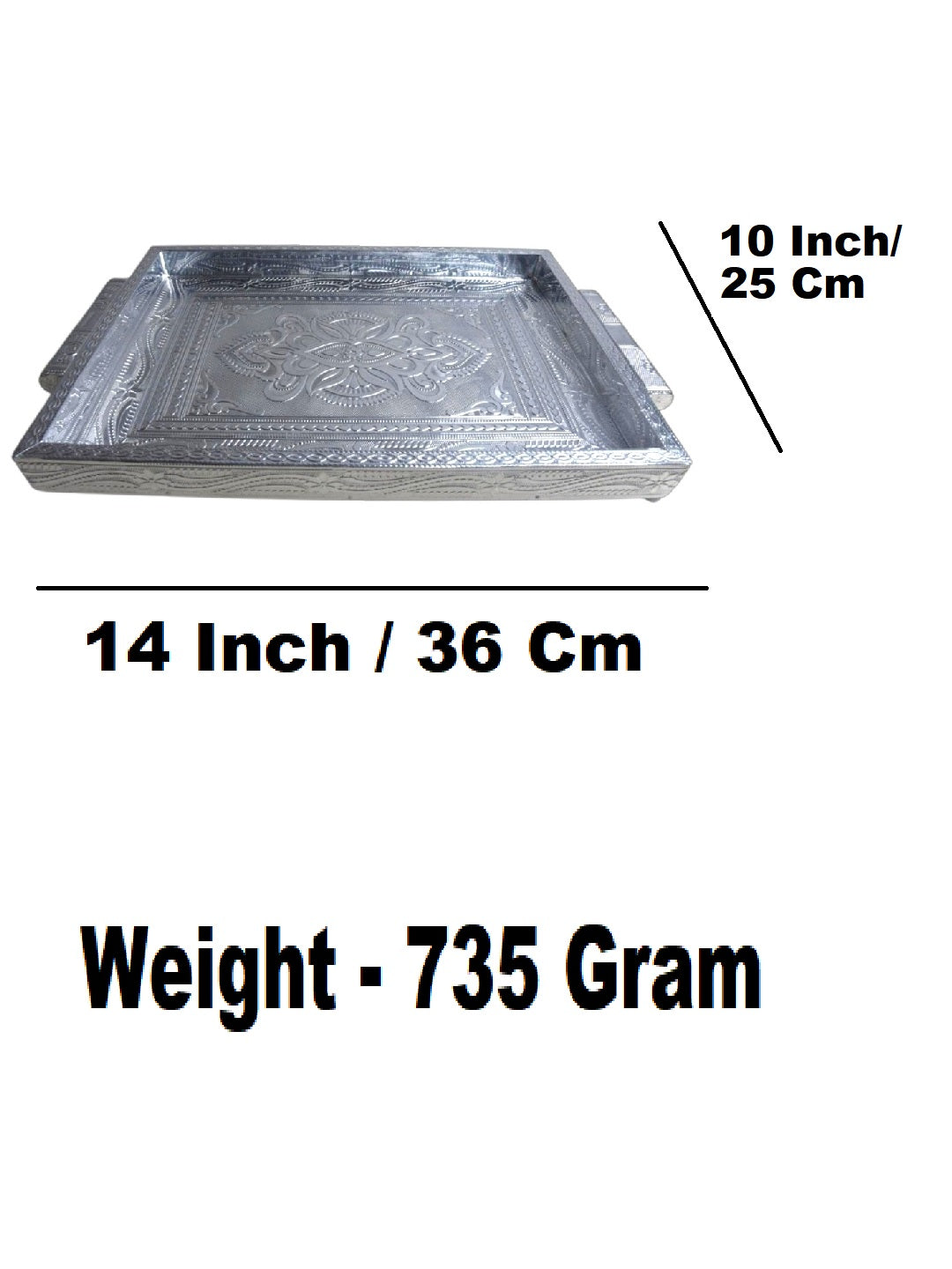 Sigaram 10x14 Inch Wooden Silver Plated Choky Tray for Wedding Return Gifts K5172