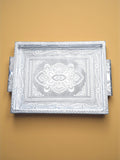 Sigaram 10x14 Inch Wooden Silver Plated Choky Tray for Wedding Return Gifts K5172