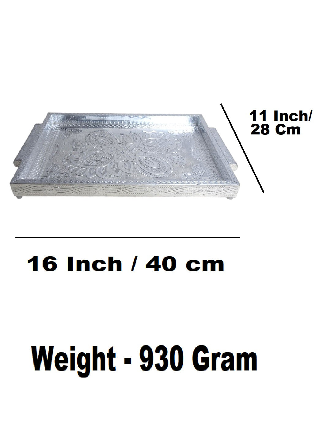 Sigaram 11x16 Inch Wooden Silver Plated Choky Tray for Wedding Return Gifts K5173