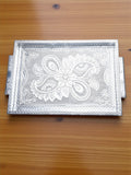 Sigaram 11x16 Inch Wooden Silver Plated Choky Tray for Wedding Return Gifts K5173