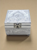 Sigaram 4x4 Inch Wooden Silver Plated Pooja Box for Home Temple Pooja Decor K5175