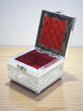 Sigaram 4x4 Inch Wooden Silver Plated Pooja Box for Home Temple Pooja Decor K5175